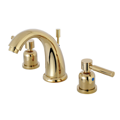 Kingston Brass KB8988DL Concord Widespread Bathroom Faucet with elegant cylindrical design and sleek lever handles.