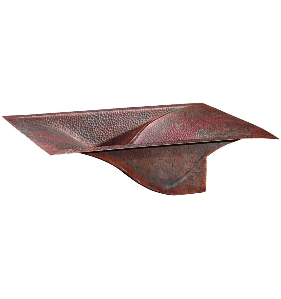Thompson Tehuacan 19" Hammered Aged Copper Rectangular Bathroom Sink - 2RBC-W