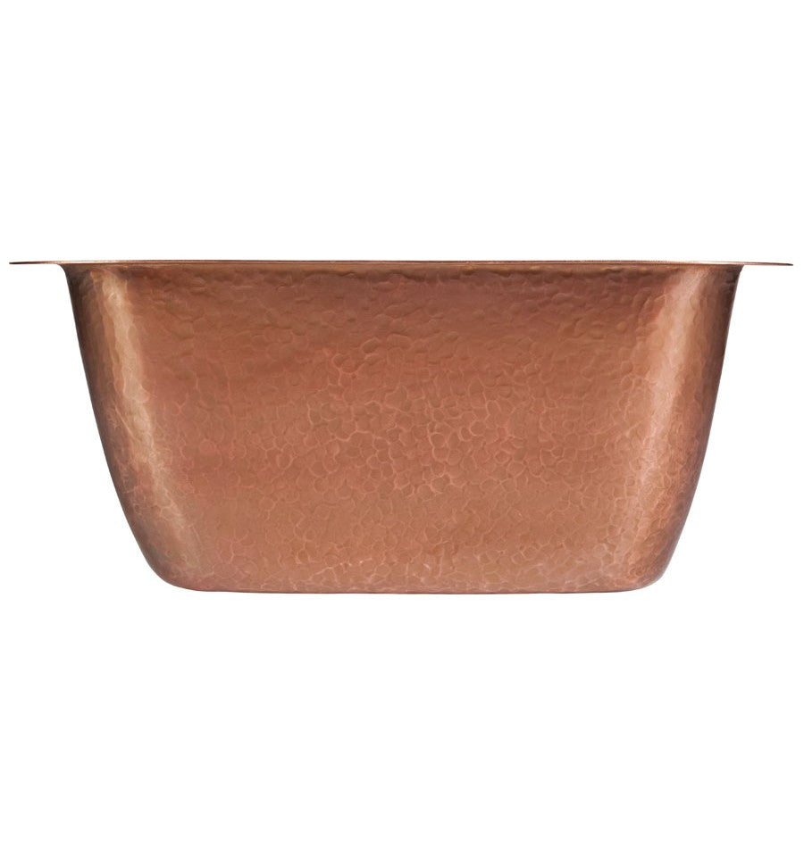 Hand-hammered antique copper finish on the Thompson Tamayo square bar sink, 1SAC