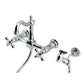 Kingston KS2443AXBS Heritage Two-Handle Wall Mount Bridge Kitchen Faucet with Brass Sprayer, Antique Brass