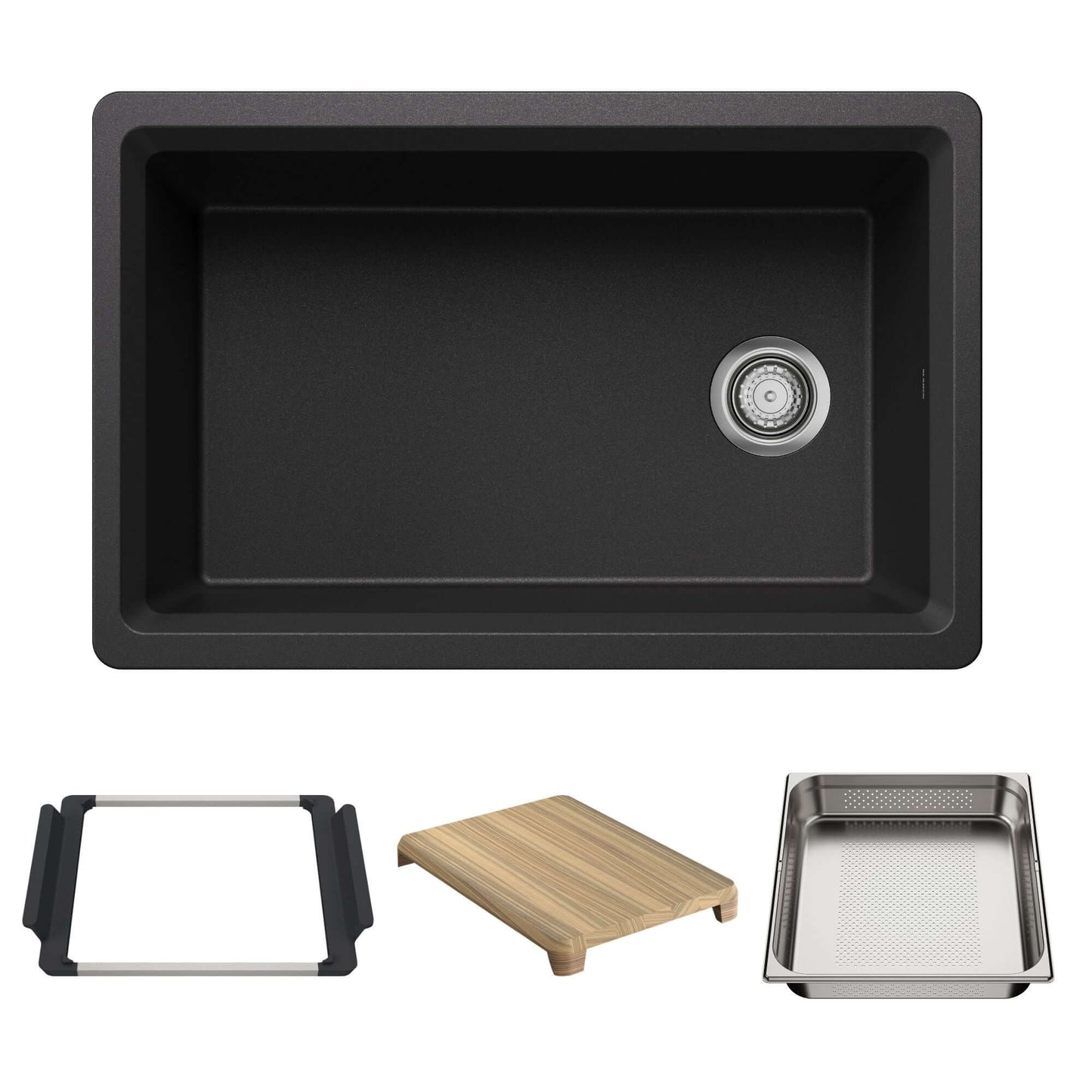 BLANCO Inteos SILGRANIT 30" Single Bowl Reversible Undermount Workstation Kitchen Sink with accessories