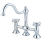 Kingston KS3788AX Restoration Bridge Kitchen Faucet, Brushed Nickel with classic design and polished chrome finish.