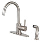 Kingston Brass LS8578DLSP Concord Single-Handle Kitchen Faucet with Side Sprayer, Brushed Nickel right side view