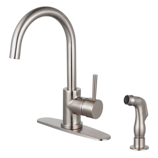 Kingston Brass LS8578DLSP Concord Single-Handle Kitchen Faucet with Side Sprayer, Brushed Nickel right side view