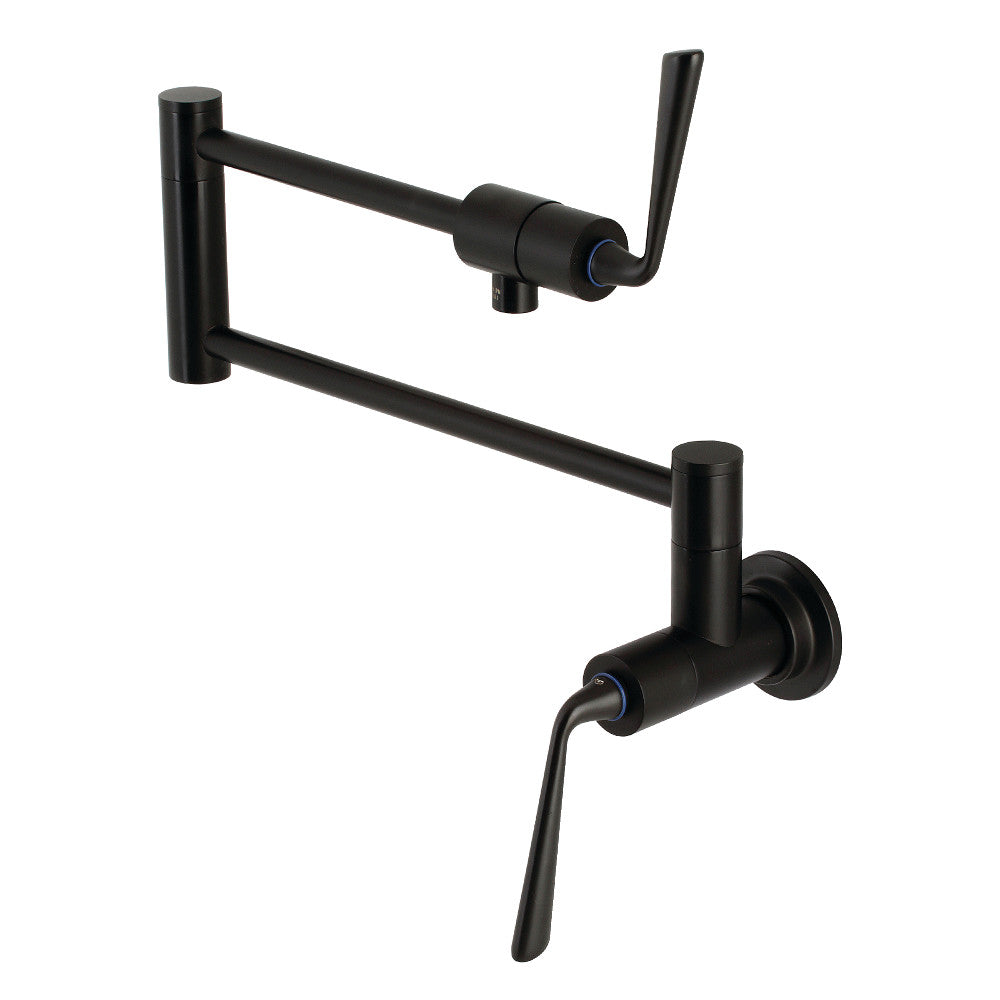 Kingston Brass KS4108ZL Silver Sage Wall Mount Pot Filler Faucet, Brushed Nickel in Matte Black finish