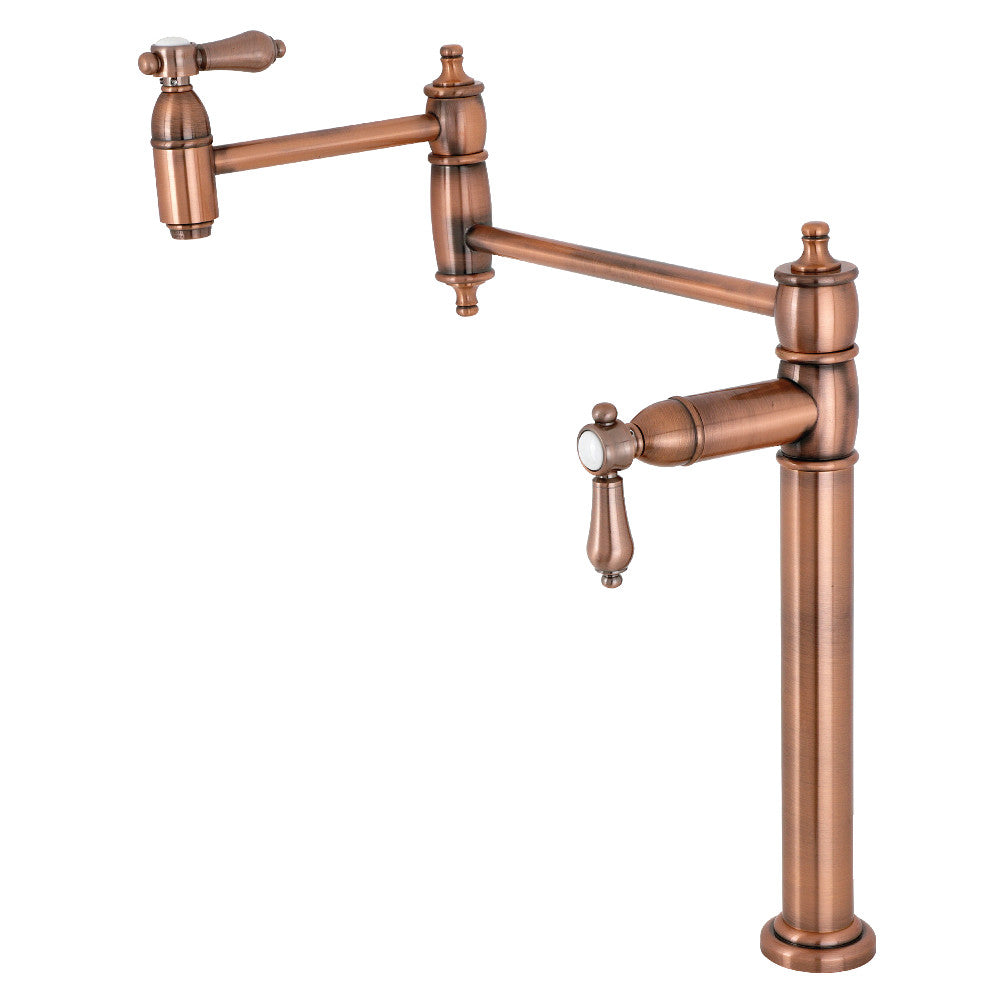 Kingston Brass KS3703BAL Heirloom Deck Mount Pot Filler Faucet, Antique Brass with foldable swing arms