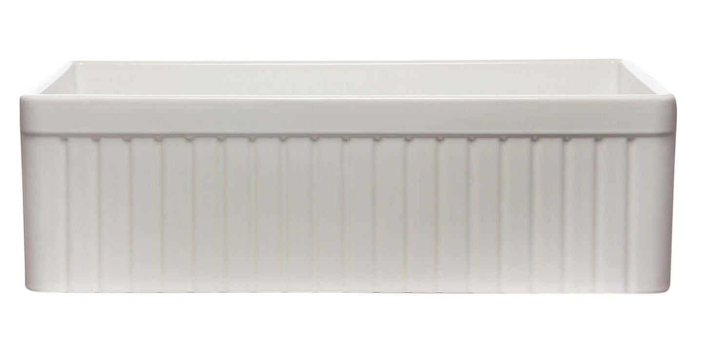 ALFI 33" White Single Bowl Fluted Apron Fireclay Farm Sink AB532-W fluted design and traditional style.