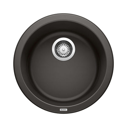 BLANCORONDO SILGRANIT 18" Dual Mount Bar Sink in round design with a sleek black finish.