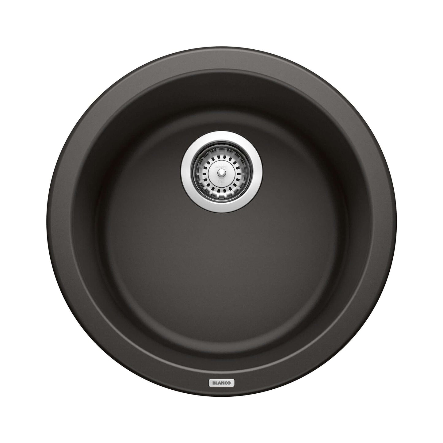 BLANCORONDO SILGRANIT 18" Dual Mount Bar Sink in round design with a sleek black finish.