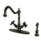 Kingston KS1238PKXBS Duchess Two-Handle Kitchen Faucet with Brass Sprayer, Brushed Nickel
