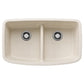 BLANCO Valea SILGRANIT 32" 50/50 Double Bowl Undermount Kitchen Sink with Low Divide