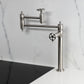 Kingston Brass KS3703RKX Webb Deck Mount Pot Filler Faucet with Knurled Handle, Antique Brass in kitchen setting