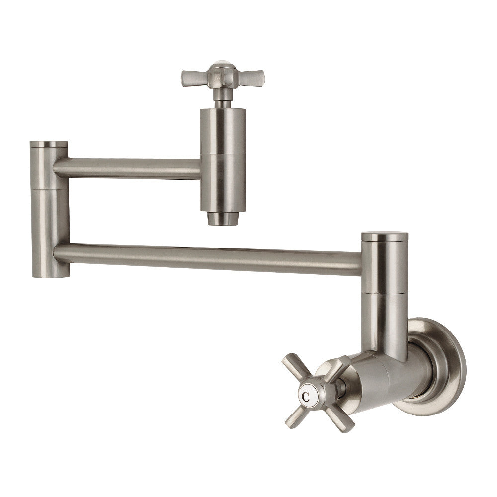 Kingston Brass KS8103ZX Millennium Wall Mount Pot Filler Faucet, Antique Brass in brushed nickel finish with swing arms