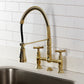 Kingston Brass GS1273BEX Essex Double-Handle Deck-Mount Pre-Rinse Bridge Kitchen Faucet, Antique Brass