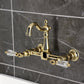 Kingston KS2443WLL Willshire Two-Handle Wall Mount Bridge Kitchen Faucet, Antique Brass
