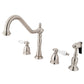 Kingston Brass KB1793PLBS Heritage Double-Handle Widespread Kitchen Faucet with Brass Sprayer, Antique Brass
