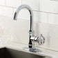 Kingston Brass KSD8503CG Fuller Single-Handle Bar Faucet, Antique Brass in a modern kitchen setting.