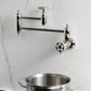 Kingston Brass KS3103RKX Webb Wall Mount Pot Filler Faucet with Knurled Handle, Antique Brass