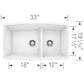 BLANCO Performa SILGRANIT 33" 60/40 Double Bowl Undermount Kitchen Sink with Low Divide