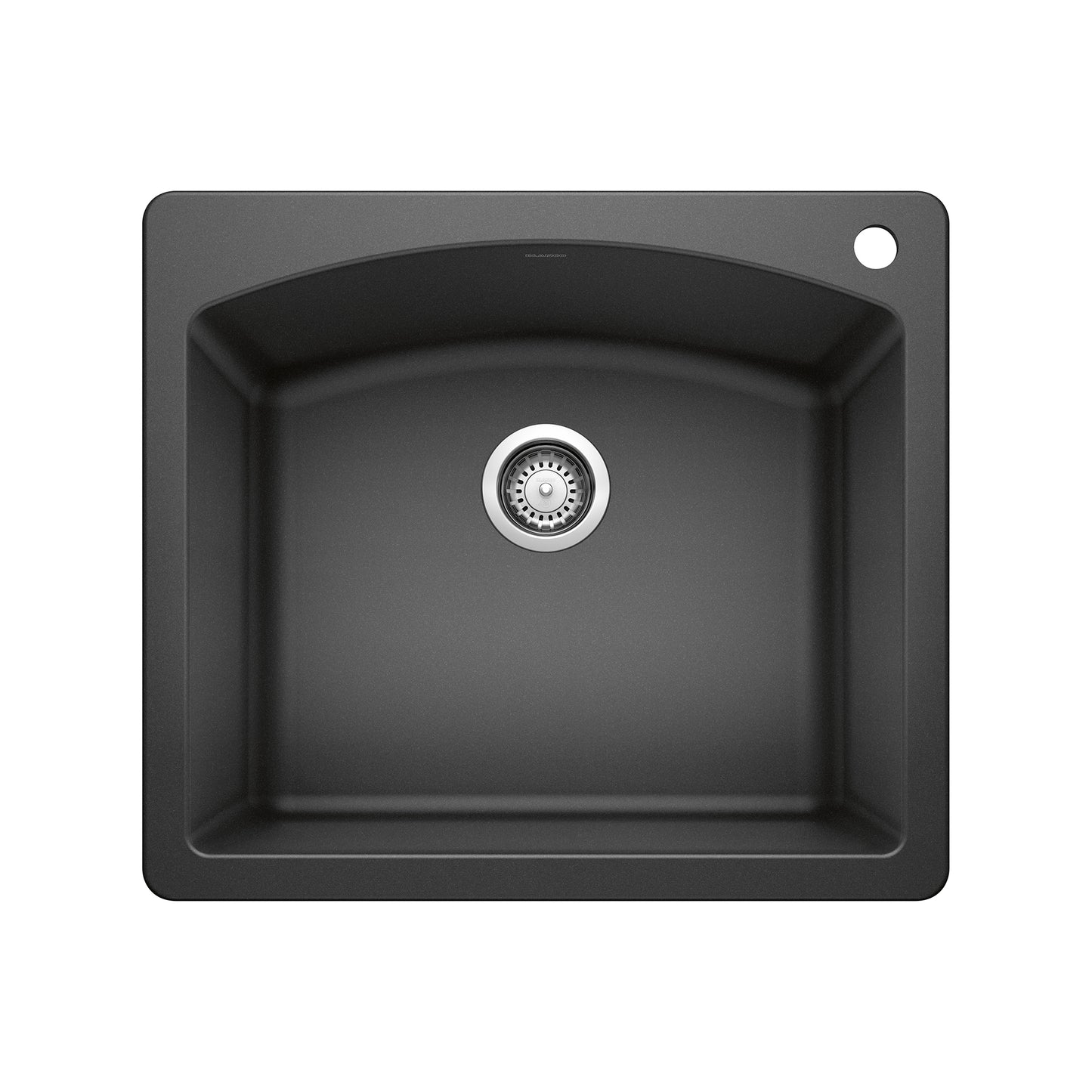 BLANCO Diamond SILGRANIT 25" Single Bowl Dual Mount Kitchen Sink in sleek black finish from above view.