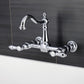 Kingston KS1263BAL Heirloom Two-Handle Wall Mount Bridge Kitchen Faucet, Antique Brass