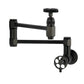 Kingston Brass KS5103RKX Webb Wall Mount Pot Filler Faucet with Knurled Handle, Antique Brass in matte black finish