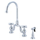 Kingston KS7793AXBS English Country Bridge Kitchen Faucet with Brass Sprayer, Antique Brass