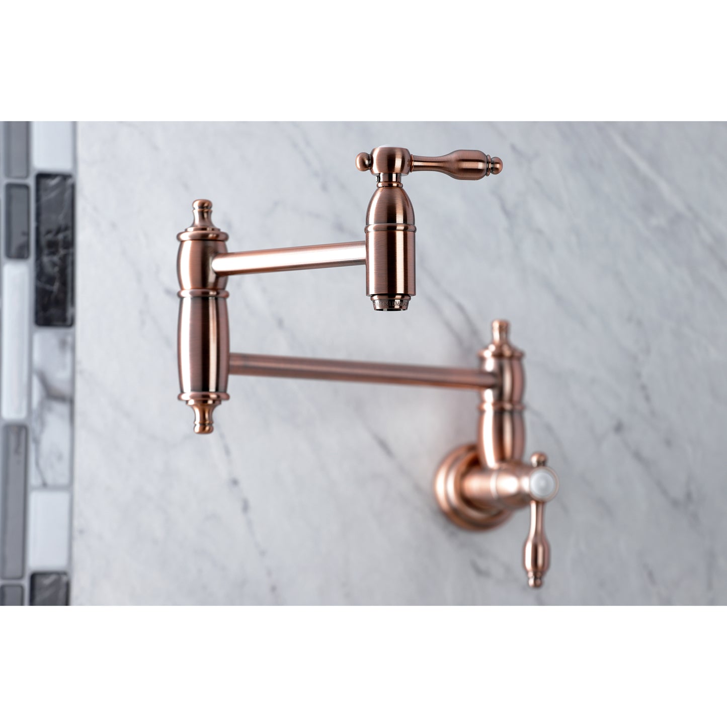 Kingston Brass KS3103TAL Tudor Wall Mount Pot Filler Faucet, Antique Brass