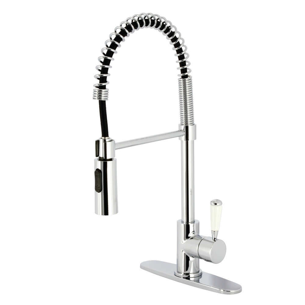 Gourmetier LS8778DPL Paris Single-Handle Deck-Mount Pre-Rinse Kitchen Faucet, Brushed Nickel right side view