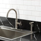 Kingston Brass KSD2433RNK Levante Single-Handle Kitchen Faucet, Antique Brass with side spray and gooseneck spout