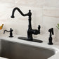 Gourmetier GSY7703ACLBS American Classic Single-Handle Kitchen Faucet with Brass Side Sprayer, Antique Brass in black finish