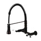 Gourmetier GS1243PL Heritage Double-Handle Wall-Mount Pre-Rinse Bridge Kitchen Faucet, Antique Brass.
