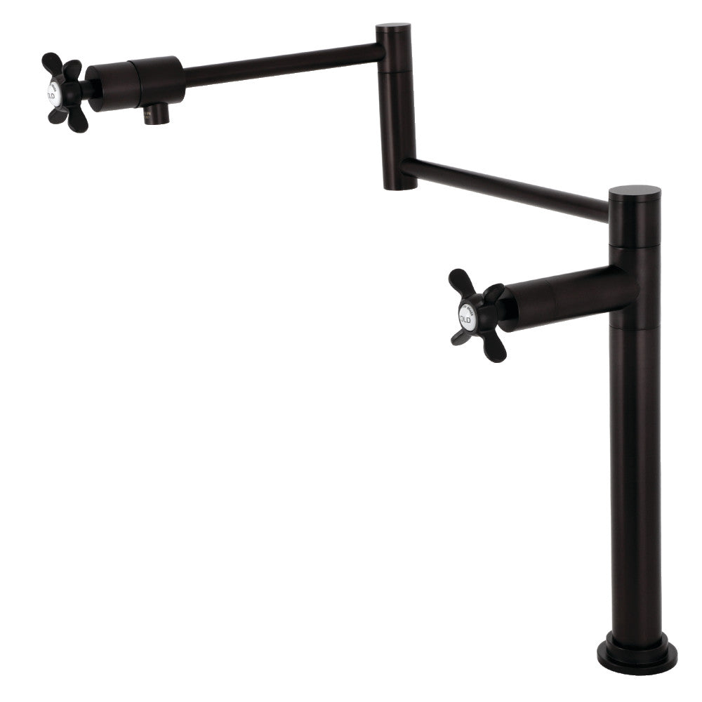 Kingston Brass KS4705BEX Essex Deck Mount Pot Filler Faucet, Oil Rubbed Bronze with foldable swing arms.
