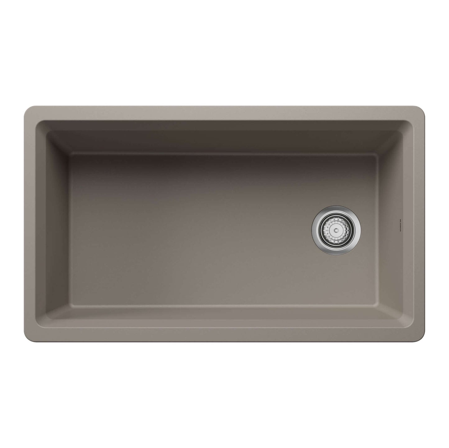 BLANCO Inteos SILGRANIT 33" Single Bowl Reversible Undermount Workstation Kitchen Sink top view in sleek design.