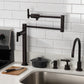 Kingston Brass KS4703ML Milano Deck Mount Pot Filler Faucet, Antique Brass with modern kitchen accessories.