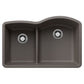 BLANCO Diamond SILGRANIT 32" 40/60 Reverse Double Bowl Undermount Kitchen Sink with Low Divide