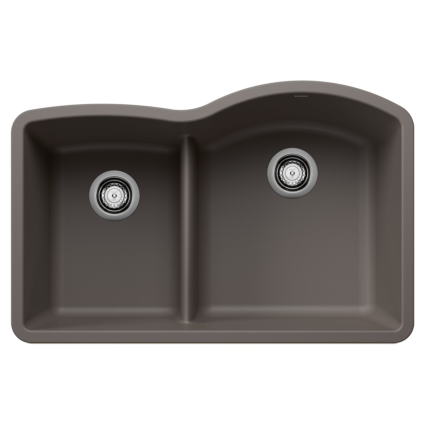 BLANCO Diamond SILGRANIT 32" 40/60 Reverse Double Bowl Undermount Kitchen Sink with Low Divide in dark color