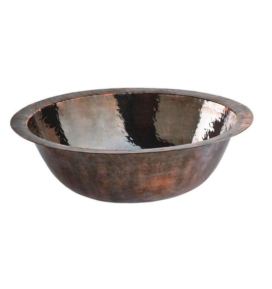 Thompson Tacambaro 15.5" Handcrafted Black Nickel Round Bathroom Sink - BNRWR showcasing stunning copper basin.