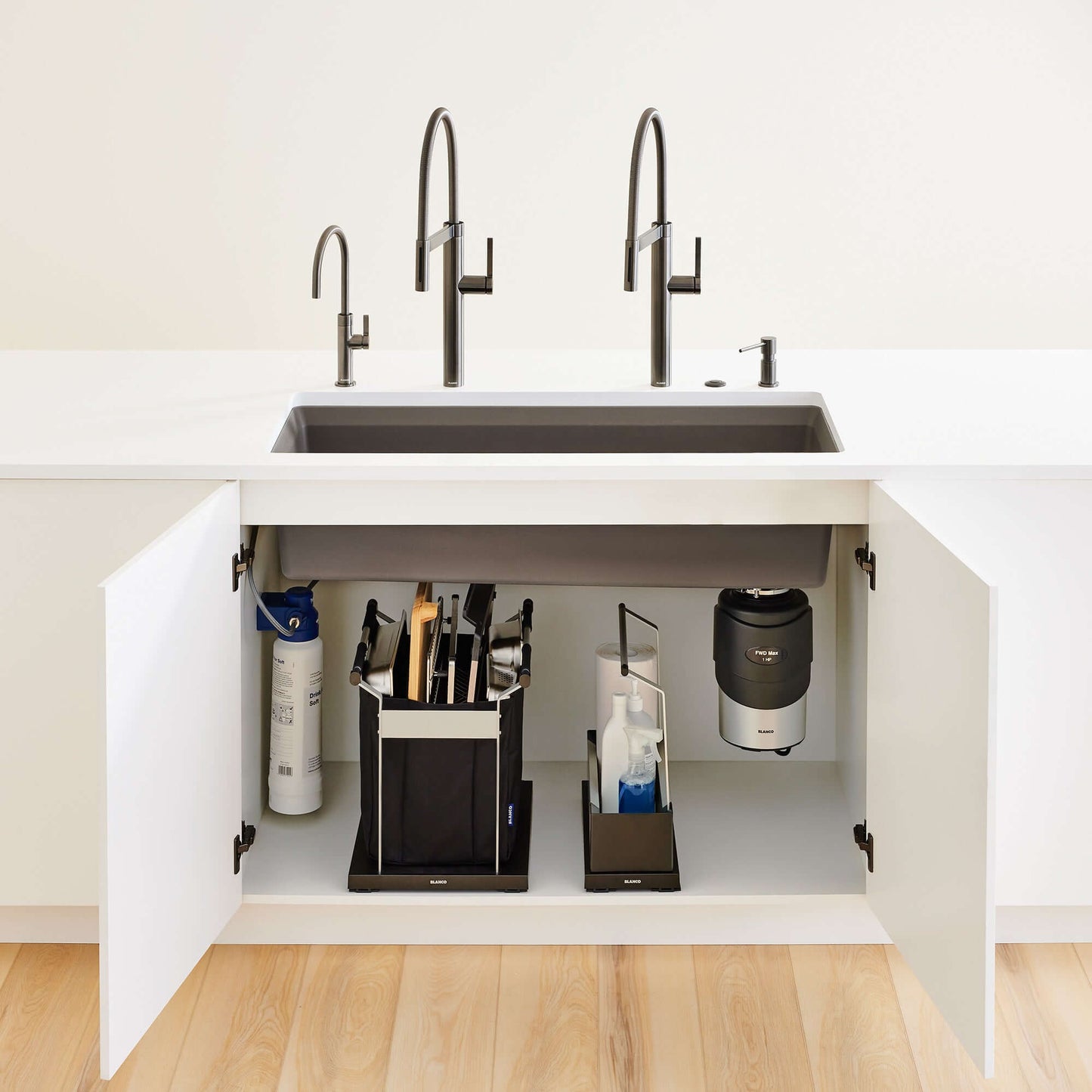 BLANCO Culina II Semi-Pro Pull-Down Dual-Spray Kitchen Faucet displayed in a modern kitchen sink setup.