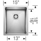 BLANCO Precision R10 15" Undermount Stainless Steel Bar Sink