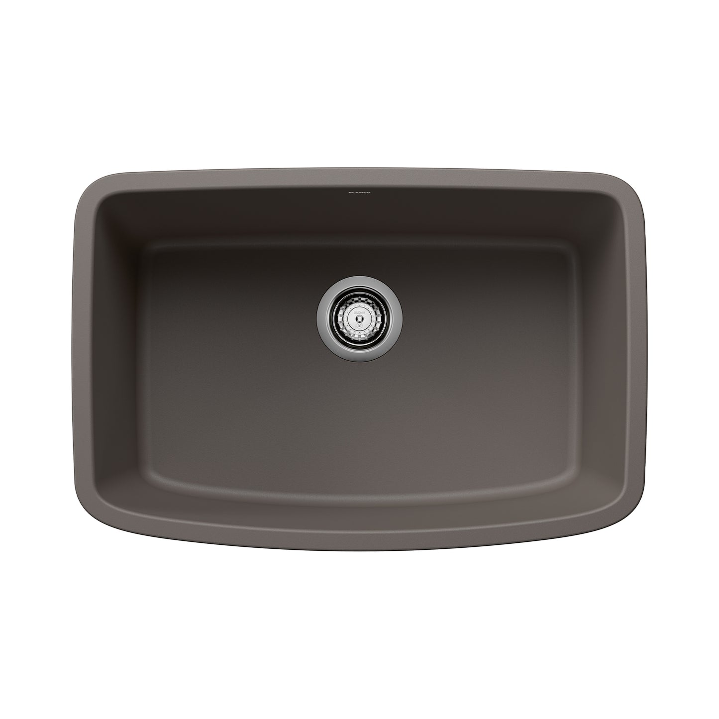 BLANCO Valea SILGRANIT 27" Single Bowl Undermount Kitchen Sink in a contemporary design with a smooth basin.