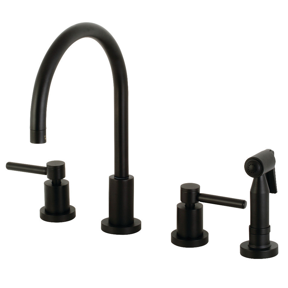 Kingston Brass KS8723DLBS Concord Double-Handle Widespread Kitchen Faucet with Brass Sprayer, Antique Brass