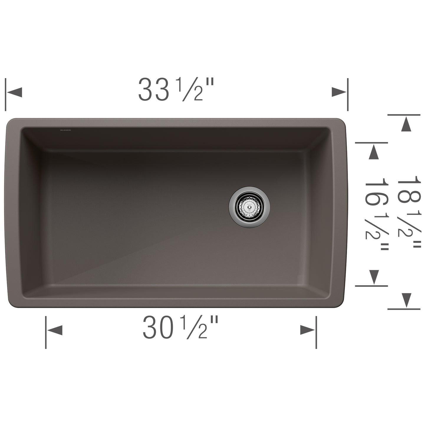 BLANCO Diamond SILGRANIT 33" Super Single Undermount Kitchen Sink dimensions and design features.