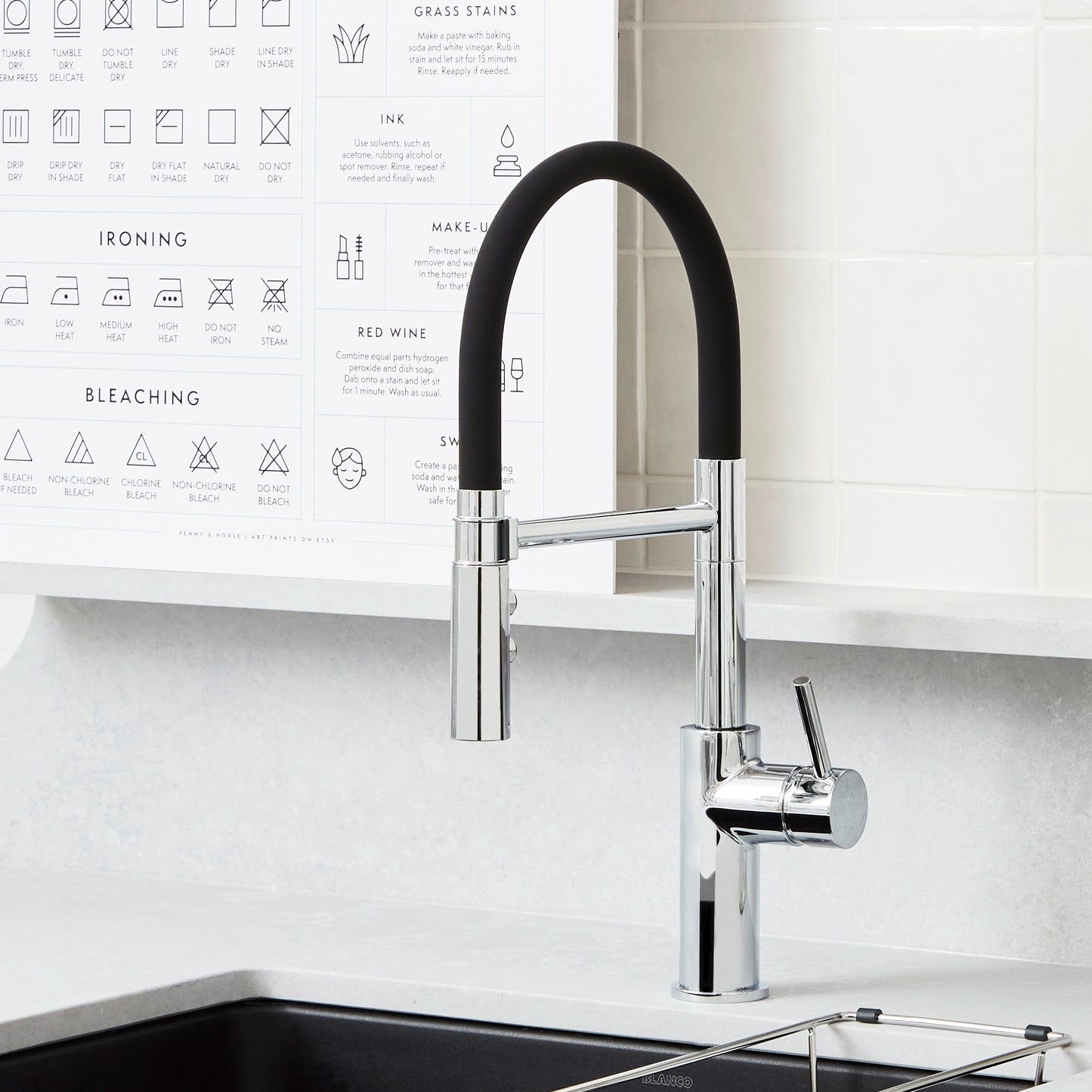 BLANCO Catris Flexo Semi-Pro Pull-Down Dual-Spray Kitchen Faucet in a modern kitchen setting.