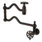 Kingston Brass KS2107RX Belknap Wall Mount Pot Filler Faucet, Brushed Brass design with oil rubbed bronze finish.