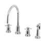 Kingston Brass KS8723DXBS Concord Double-Handle Widespread Kitchen Faucet with Brass Sprayer, Antique Brass in Polished Chrome finish