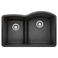 BLANCO Diamond SILGRANIT 32" 40/60 Reverse Double Bowl Undermount Kitchen Sink with Low Divide top view