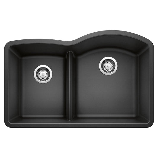 BLANCO Diamond SILGRANIT 32" 40/60 Reverse Double Bowl Undermount Kitchen Sink with Low Divide