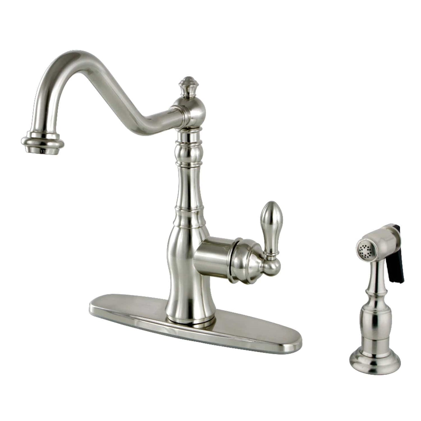 KINGSTON Brass Gourmetier Single-Handle Kitchen Faucet with Brass Sprayer - Brushed Nickel