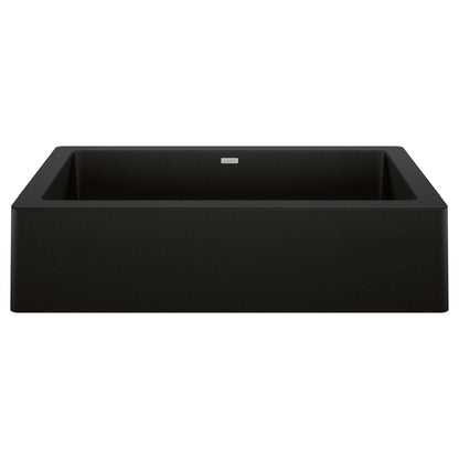 BLANCO VINTERA 30" SILGRANIT Single Bowl Farmhouse Sink in Coal Black with contemporary farmhouse design.